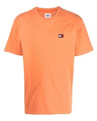 T-shirt girocollo arancione di Tommy Jeans