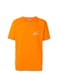 T-shirt girocollo arancione di Tommy Jeans