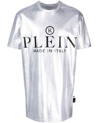 T-shirt girocollo argento di Philipp Plein