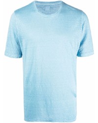 T-shirt girocollo azzurra di 120% Lino