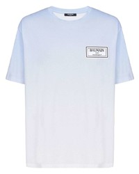 T-shirt girocollo azzurra di Balmain