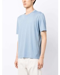 T-shirt girocollo azzurra di Brunello Cucinelli