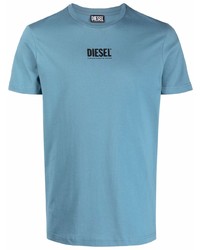 T-shirt girocollo azzurra di Diesel