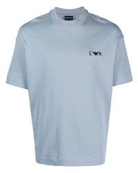 T-shirt girocollo azzurra di Emporio Armani