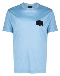 T-shirt girocollo azzurra di Emporio Armani