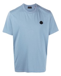 T-shirt girocollo azzurra di Moncler