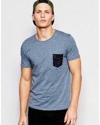 T-shirt girocollo azzurra di Selected