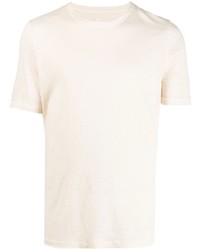 T-shirt girocollo beige di 120% Lino