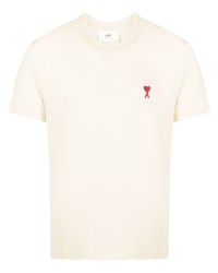 T-shirt girocollo beige di Ami Paris