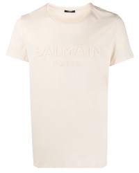 T-shirt girocollo beige di Balmain