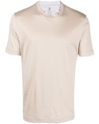 T-shirt girocollo beige di Brunello Cucinelli