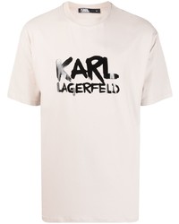 T-shirt girocollo beige di Karl Lagerfeld