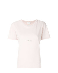T-shirt girocollo beige di Saint Laurent