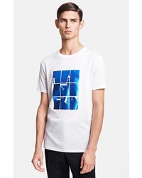 T-shirt girocollo bianca e blu