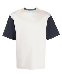 T-shirt girocollo bianca e blu scuro di Coohem