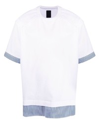 T-shirt girocollo bianca e blu scuro di Juun.J