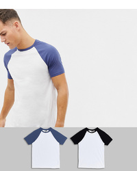T-shirt girocollo bianca e blu di ASOS DESIGN