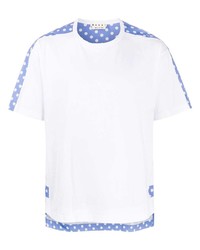 T-shirt girocollo bianca e blu di Marni