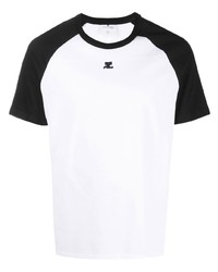 T-shirt girocollo bianca e nera di Courrèges
