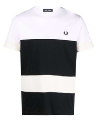 T-shirt girocollo bianca e nera di Fred Perry