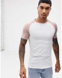 T-shirt girocollo bianca e rosa di ASOS DESIGN