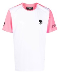 T-shirt girocollo bianca e rosa di Hydrogen