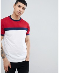 T-shirt girocollo bianca e rossa e blu scuro di Another Influence