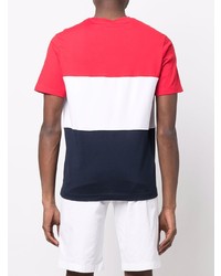 T-shirt girocollo bianca e rossa e blu scuro di Paul & Shark