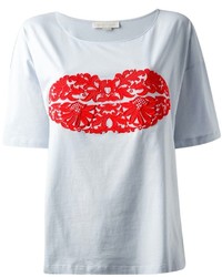 T-shirt girocollo bianca e rossa