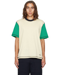 T-shirt girocollo bianca e verde di Sunnei