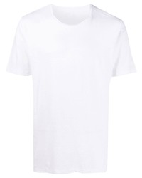 T-shirt girocollo bianca di 120% Lino