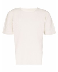 T-shirt girocollo bianca di Homme Plissé Issey Miyake