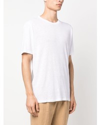 T-shirt girocollo bianca di 120% Lino