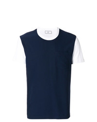 T-shirt girocollo blu scuro e bianca di AMI Alexandre Mattiussi