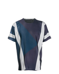 T-shirt girocollo blu scuro e bianca di Issey Miyake Men