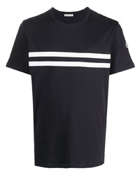 T-shirt girocollo blu scuro e bianca di Moncler
