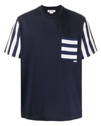 T-shirt girocollo blu scuro e bianca di Sunnei
