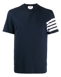 T-shirt girocollo blu scuro e bianca di Thom Browne