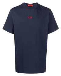 T-shirt girocollo blu scuro di 424