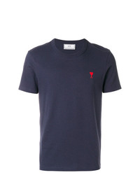 T-shirt girocollo blu scuro di AMI Alexandre Mattiussi