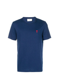 T-shirt girocollo blu scuro di AMI Alexandre Mattiussi