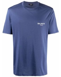 T-shirt girocollo blu scuro di Balmain
