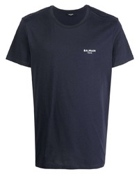 T-shirt girocollo blu scuro di Balmain