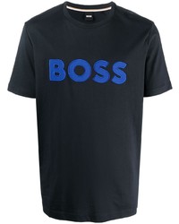 T-shirt girocollo blu scuro di BOSS