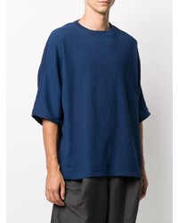 T-shirt girocollo blu scuro di Issey Miyake Men