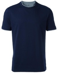 T-shirt girocollo blu scuro di Brunello Cucinelli
