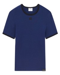 T-shirt girocollo blu scuro di Courrèges