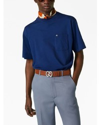 T-shirt girocollo blu scuro di Gucci