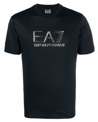 T-shirt girocollo blu scuro di Ea7 Emporio Armani
