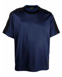 T-shirt girocollo blu scuro di Fendi